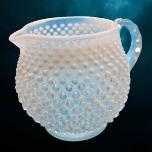 Vintage Fenton Hobnail Opalescent Pitcher — Moonstone White